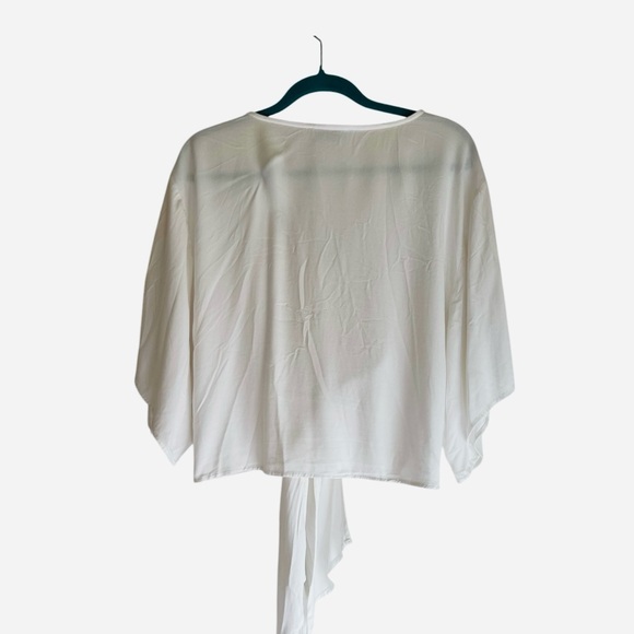 Summer top tie front kimono sleeve deep V - Picture 3 of 10